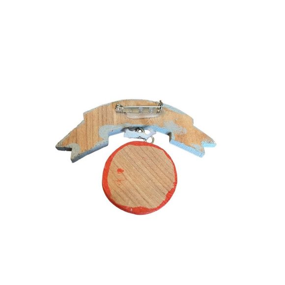 I Love Basketball Hand Painted Pin Wooden Pin Pendant - Picture 4 of 6